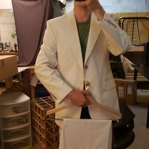 Tan Searsucker Two-Piece Suit, Mens 38